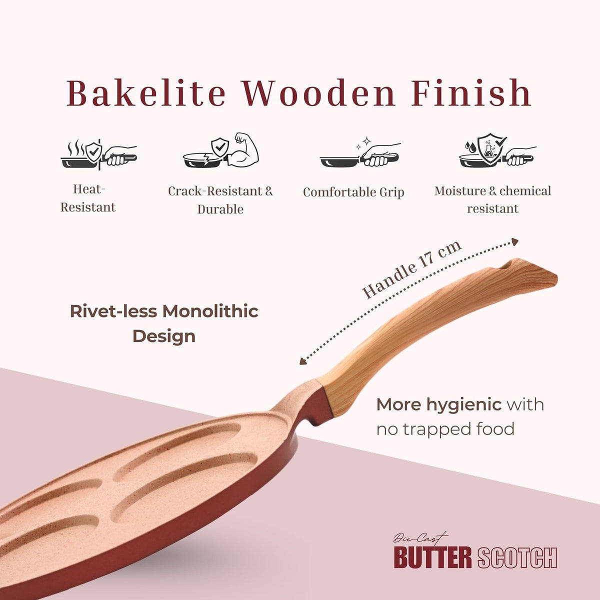 Macclite Mini Uttappam / Tikki Pancake Tawa Butter Scotch / 4 Cavity
