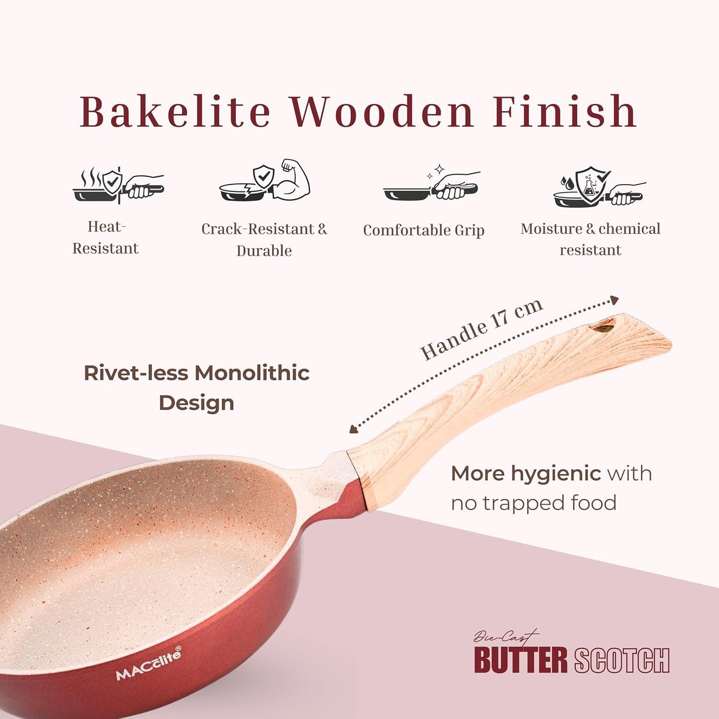 Macclite Frying Pan With Glass Lid Butter Scotch