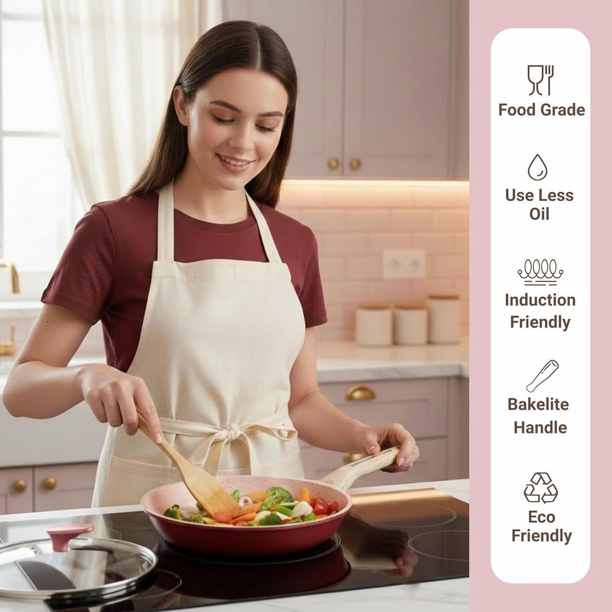 Macclite Triumph Frying Pan With Glass Lid Butter Scotch