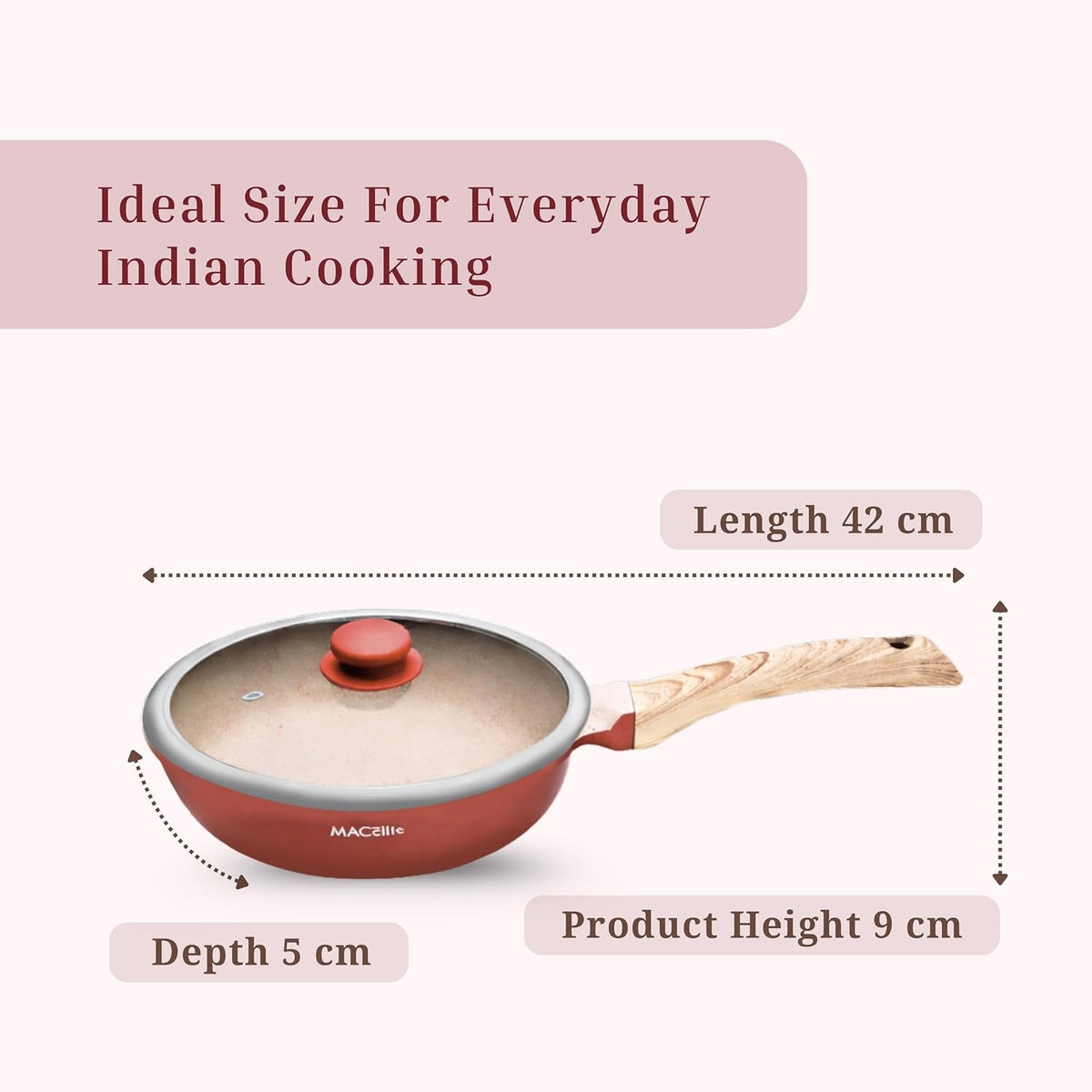 Macclite Frying Pan With Glass Lid Butter Scotch