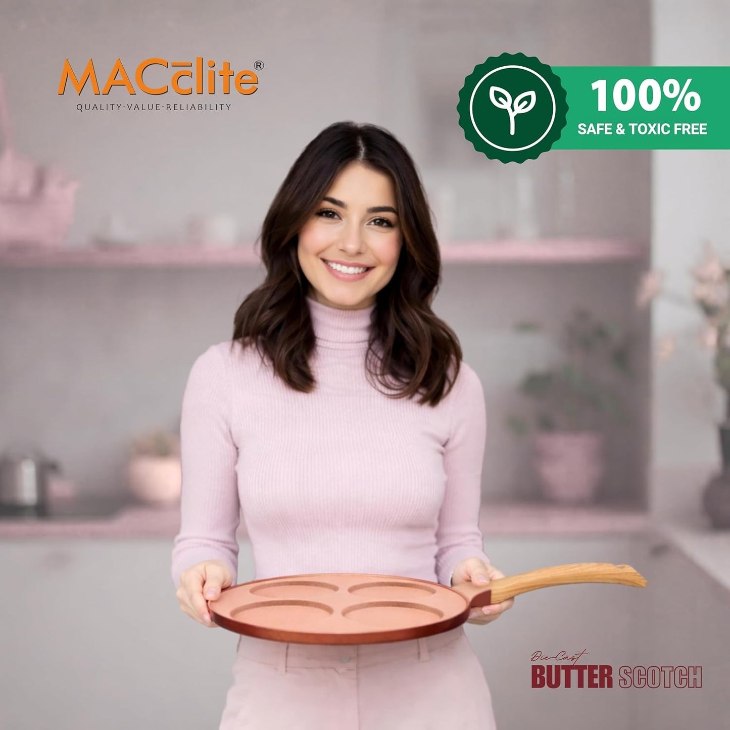 Macclite Mini Uttappam / Tikki Pancake Tawa Butter Scotch / 4 Cavity