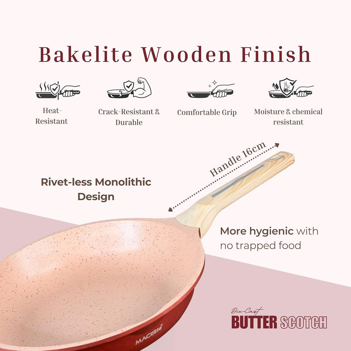 Macclite Triumph Frying Pan With Glass Lid Butter Scotch