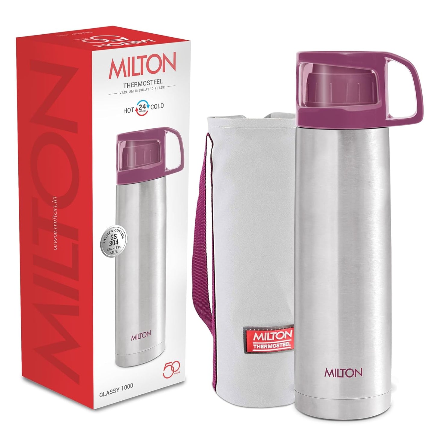 Milton Glassy 1000 Thermosteel Vacuum Insulated Double Walled