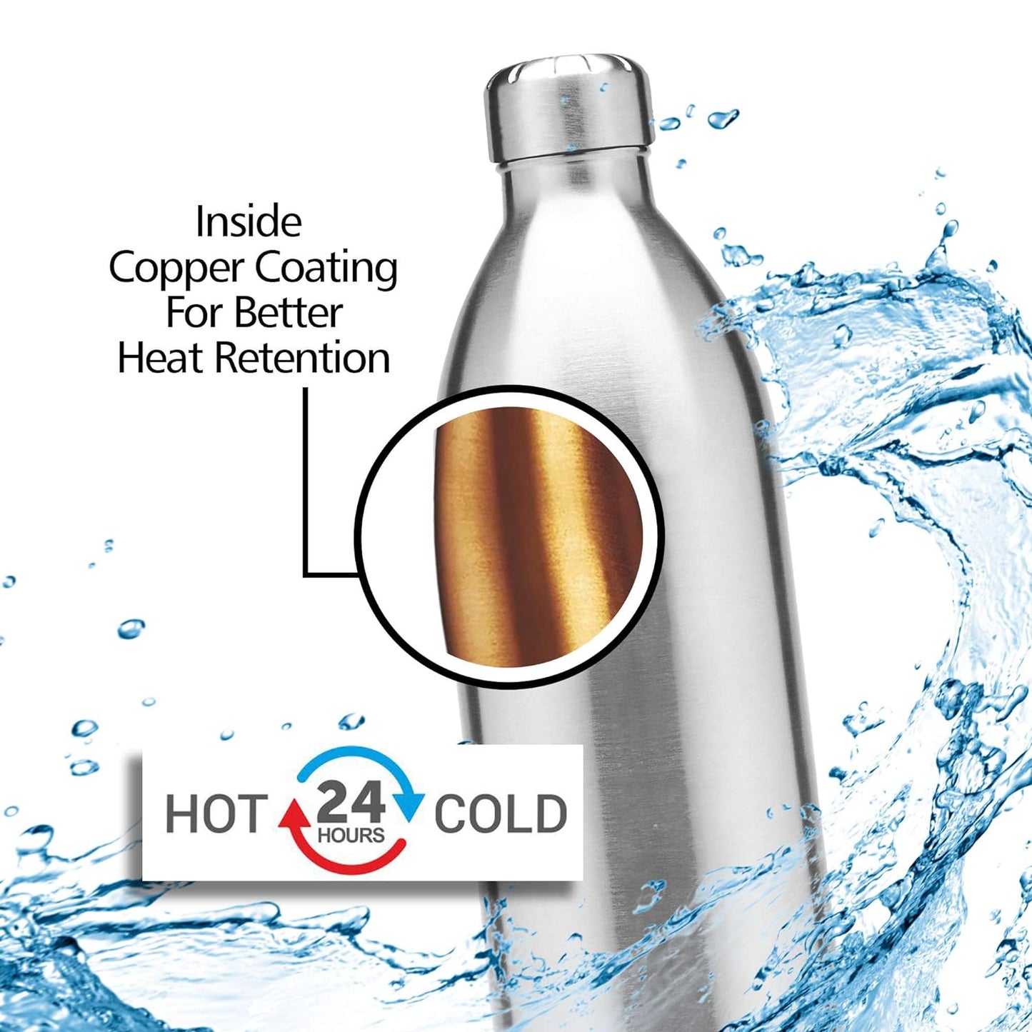 MILTON Duo DLX Thermosteel Bottle, Water Bottles, 24 Hours Hot and Cold, Easy to Carry, Easy Grip, Rust Proof, Tea, Coffee, Office, Travel Bottle, Silver
