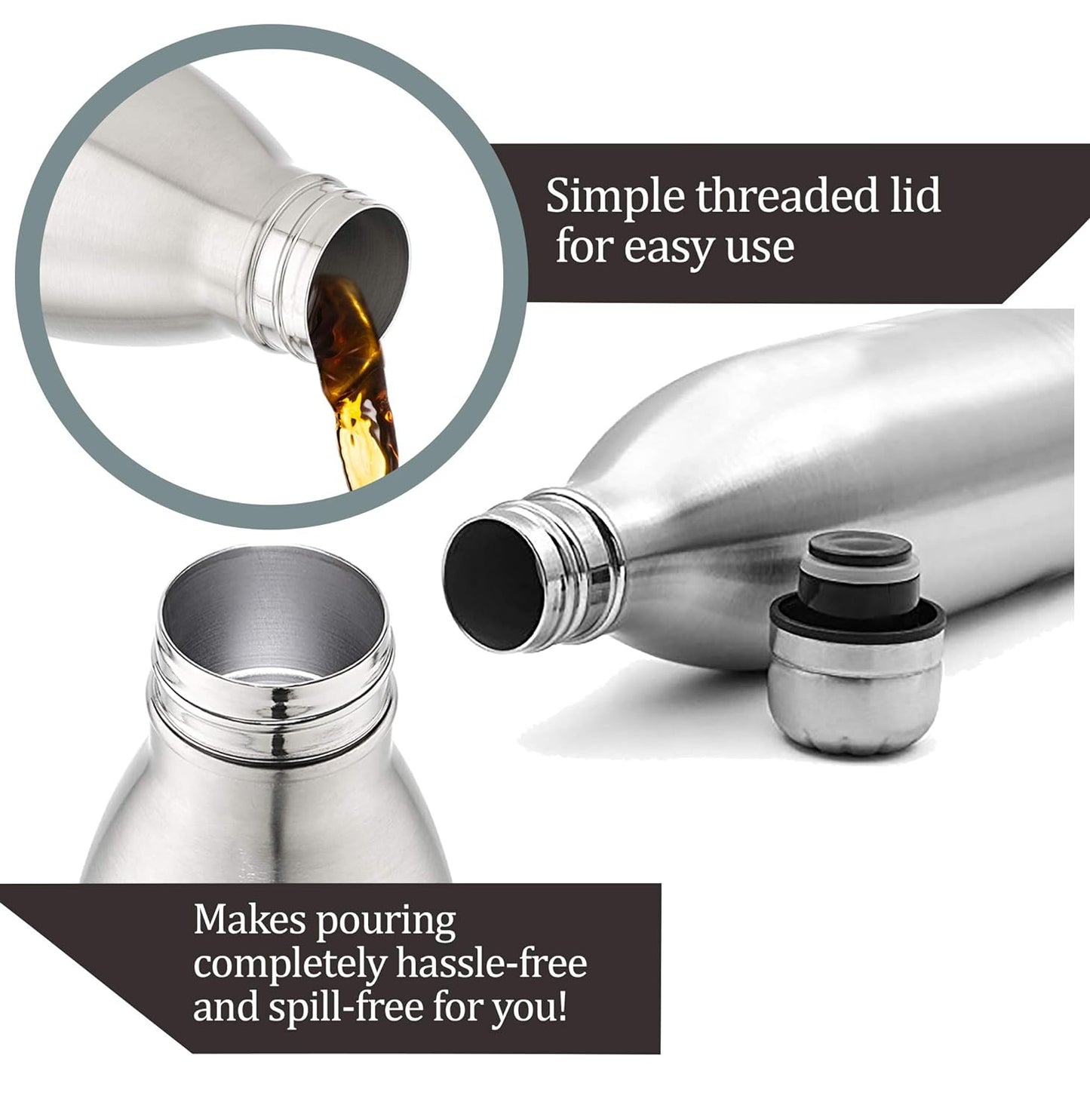 MILTON Duo DLX Thermosteel Bottle, Water Bottles, 24 Hours Hot and Cold, Easy to Carry, Easy Grip, Rust Proof, Tea, Coffee, Office, Travel Bottle, Silver