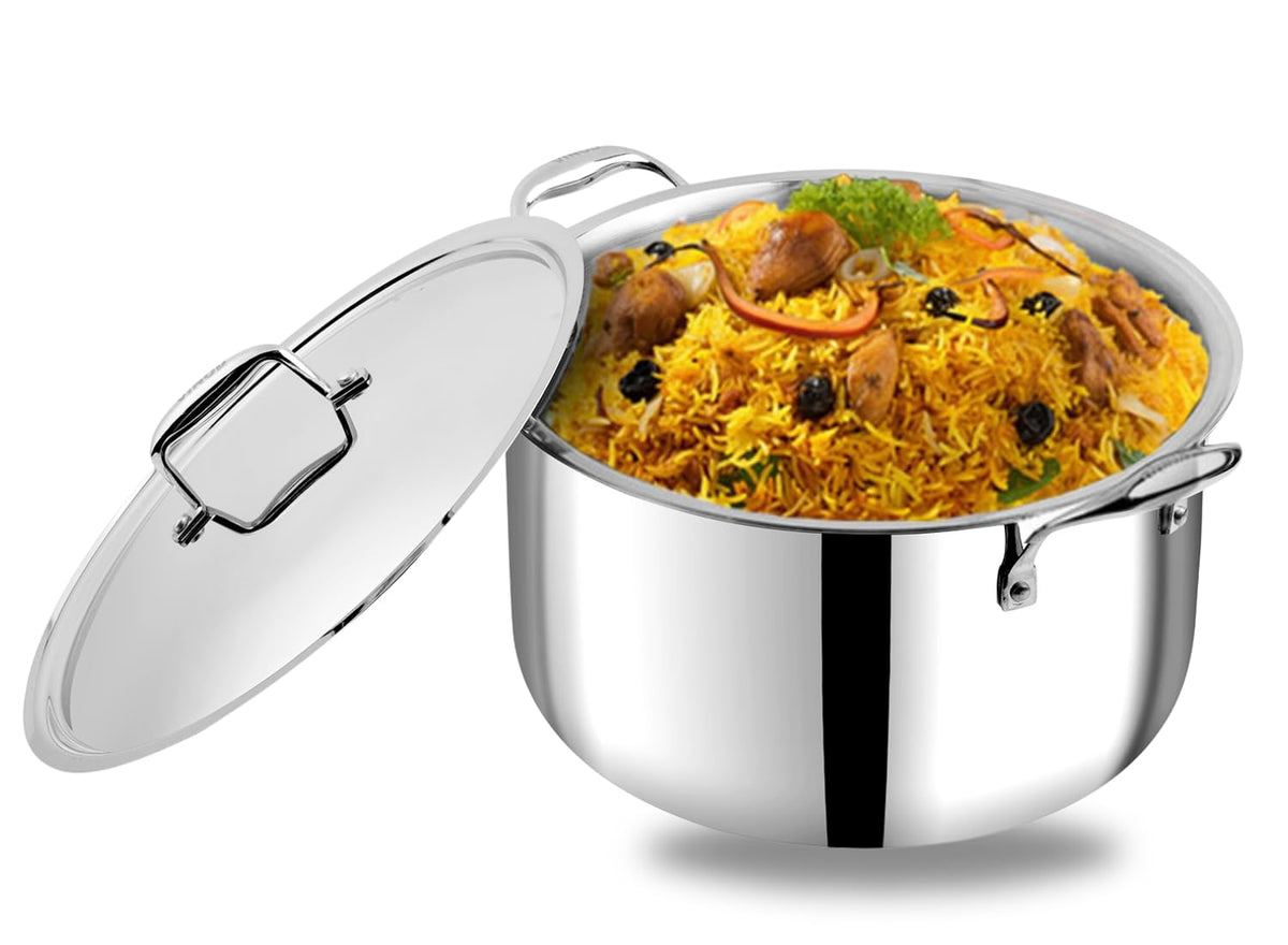 Vinod Platinum Triply Stainless Steel Biryani Pot with Lid - 11 Litre ...