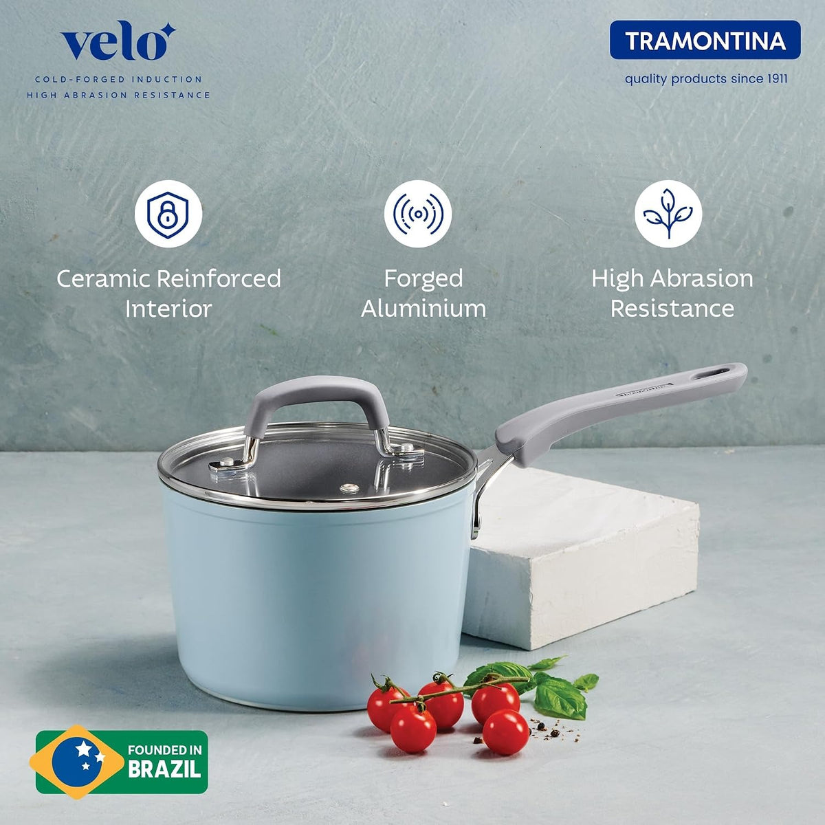 Tramontina Velo Sauce Pan with Flat Glass Lid