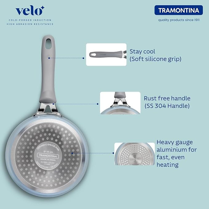 Tramontina Velo Sauce Pan with Flat Glass Lid
