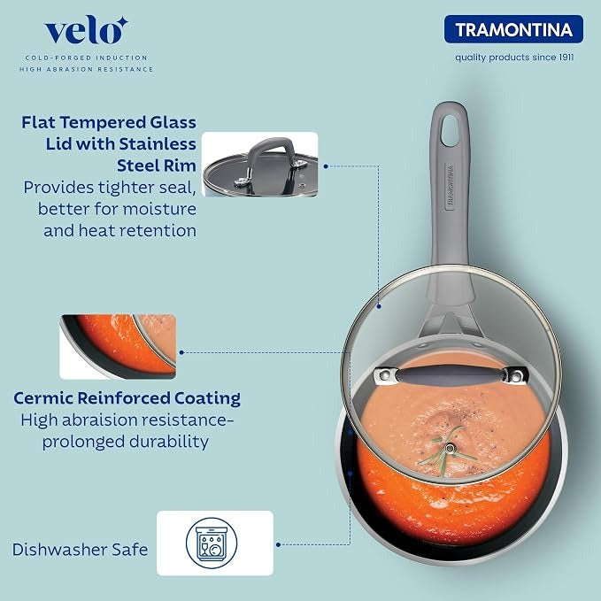 Tramontina Velo Sauce Pan with Flat Glass Lid