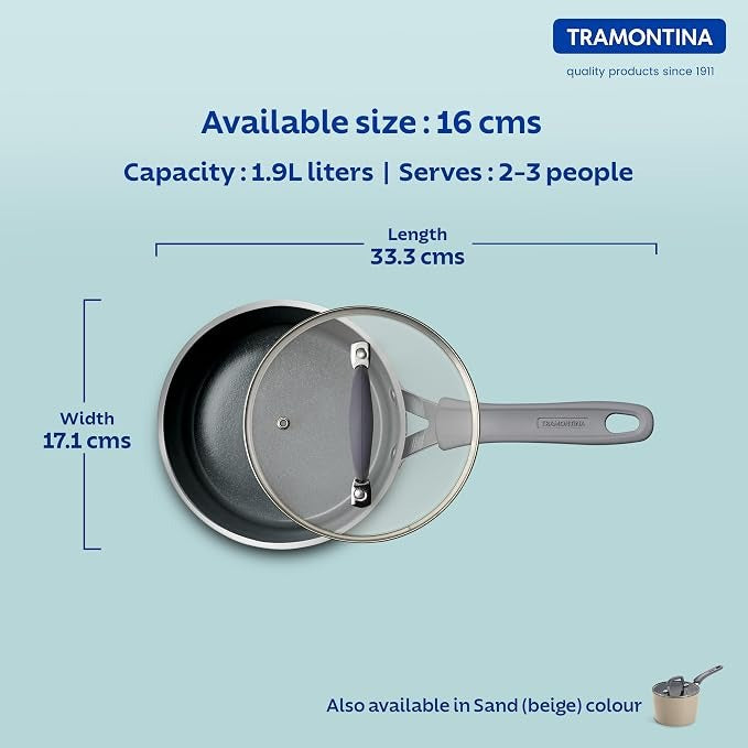 Tramontina Velo Sauce Pan with Flat Glass Lid