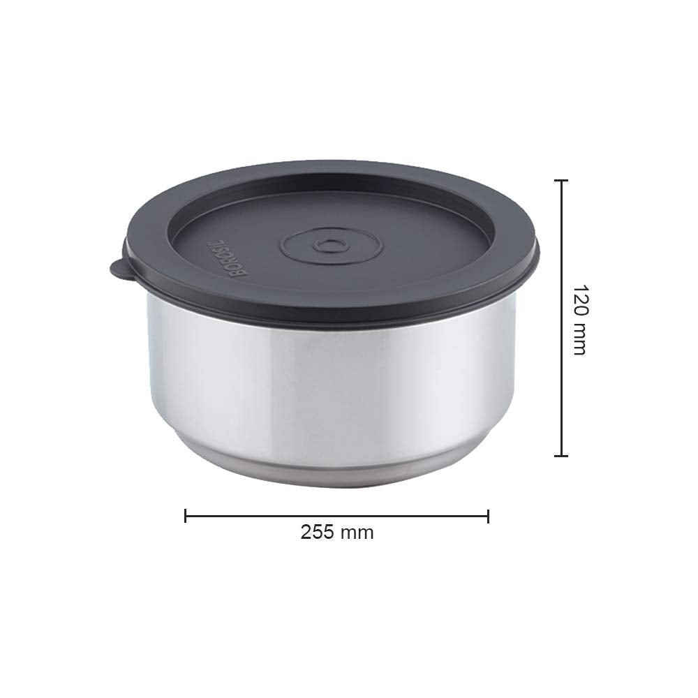 Borosil Carry Fresh Stainless Steel Lunchbox | 4pc Set (280 ml x 2 + 180 ml x 2) | Tiffin for Office, School & College with Food Grade Steel | Leakproof & Dishwasher Safe | 1 Year Warranty