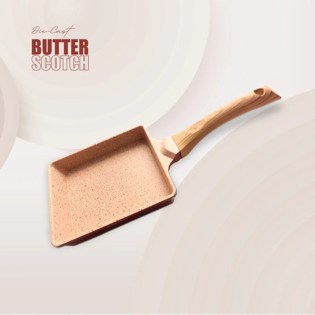 MACclite Butter Scotch Die Cast Non Stick Mini Square Frying Pan 18cm Dia, 850Milliliter, Induction Base