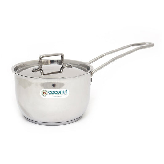 Coconut Triply Saucepan with Lid 1000 ML - 1 Unit - Triply Layer Sandwich Bottom - Gas and Induction Compactible