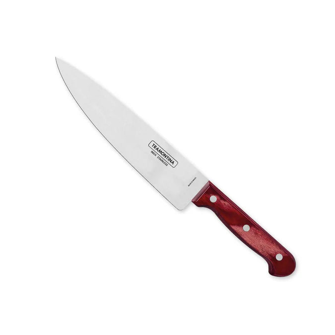 TRAMONTINA Polywood 6 Inch Chef Knife | Stainless Steel Cooking Knife | Wooden Handle Kitchen Knife