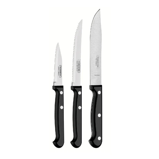 Tramontina Stainless Steel 3 Piece Knife Set | Sharp Kitchen Cutting Knives