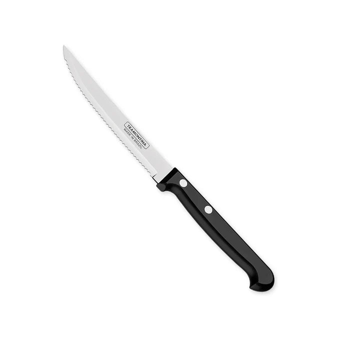 Tramontina 5-Inch Steak & Fruit Knife | Sharp Serrated Stainless Steel Blade with Comfortable Black Handle