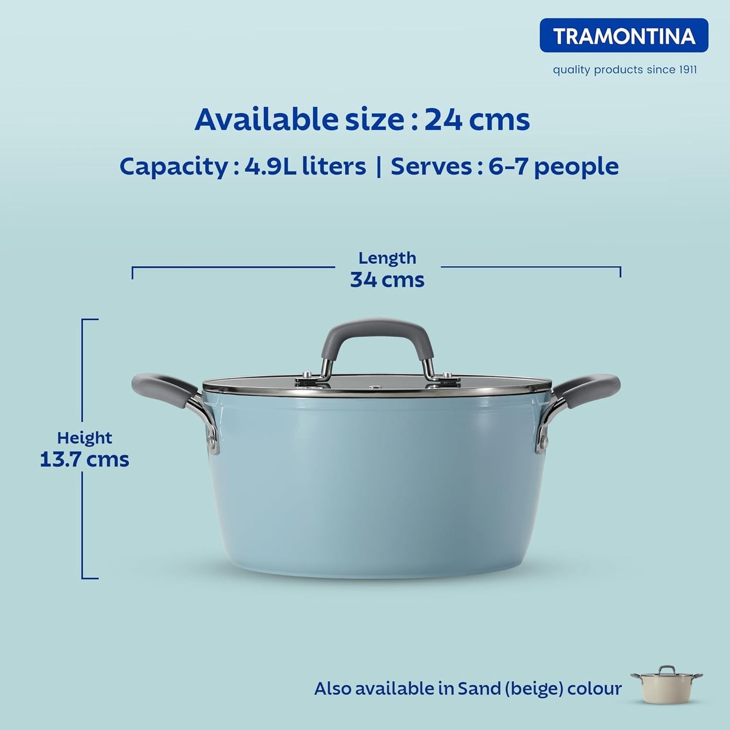 Tramontina Velo Casserole with Flat Glass Lid