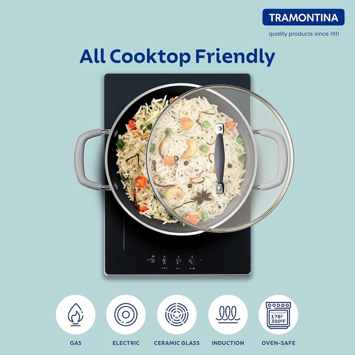 Tramontina Velo Casserole with Flat Glass Lid