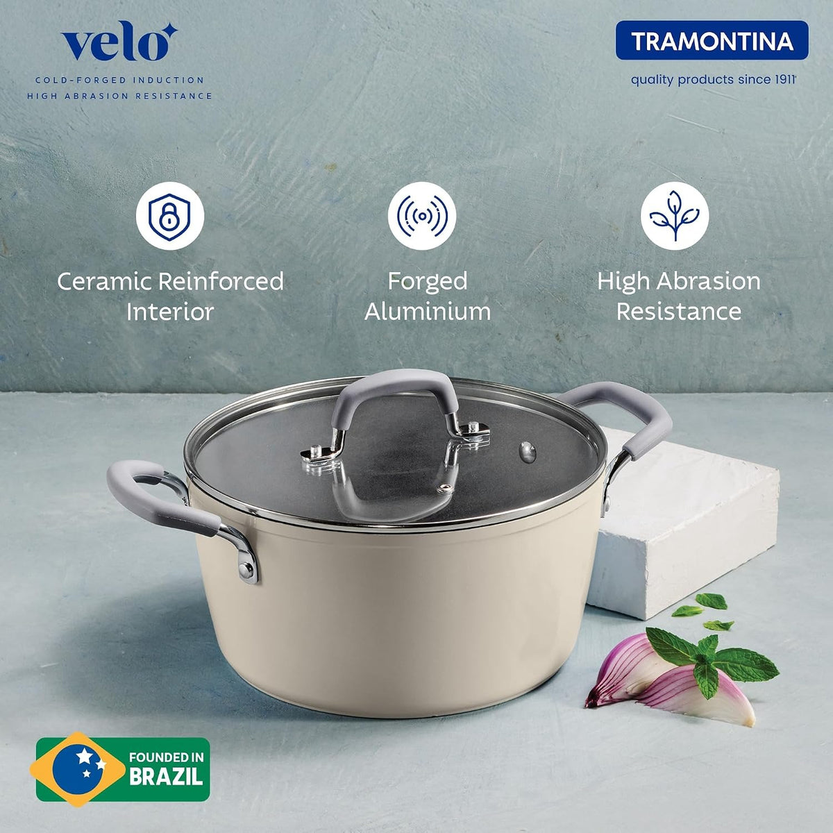 Tramontina Velo Casserole with Flat Glass Lid