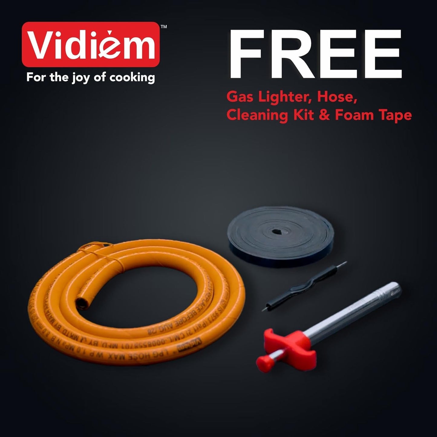 Vidiem Vogue 3-Burner Gas Cooktop/Hob | World's First Fully Removable Burner Assembly | 10Mm Toughened Glass | Hexa Flame Forged Brass Burners | 5Mm Thick Pan Support | Manual Ignition - Black