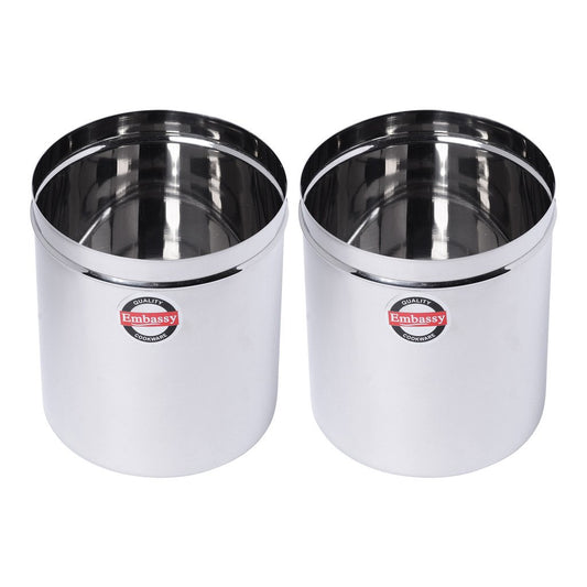 Embassy Stainless Steel Deep Dabba/Canister - Pack of 2 (1250 ml Each; Size 11, Medium)