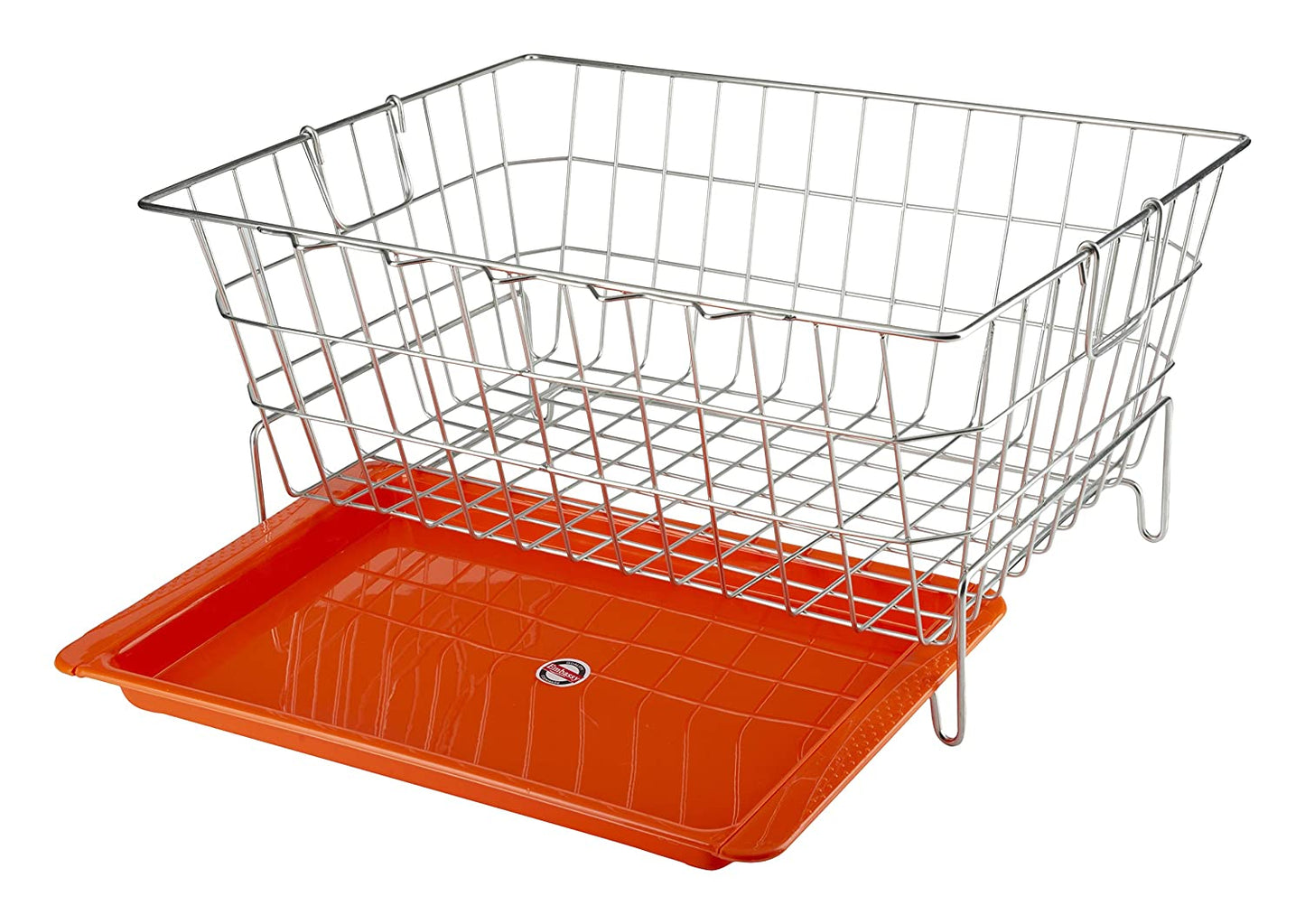 Embassy Extra-Large Dish Draining Basket/Kuda with Drip Tray, Rectangle, 60x47x25 cms (LxBxH), Size - XL (Pack of 1, Stainless Steel)