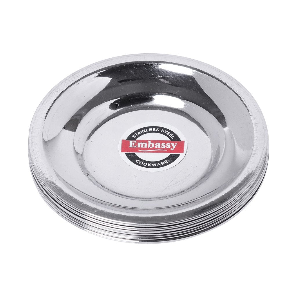Embassy Stainless Steel Glass Lid/Cover, Pack of 12, Size 5 (Diameter 9.9 cms)