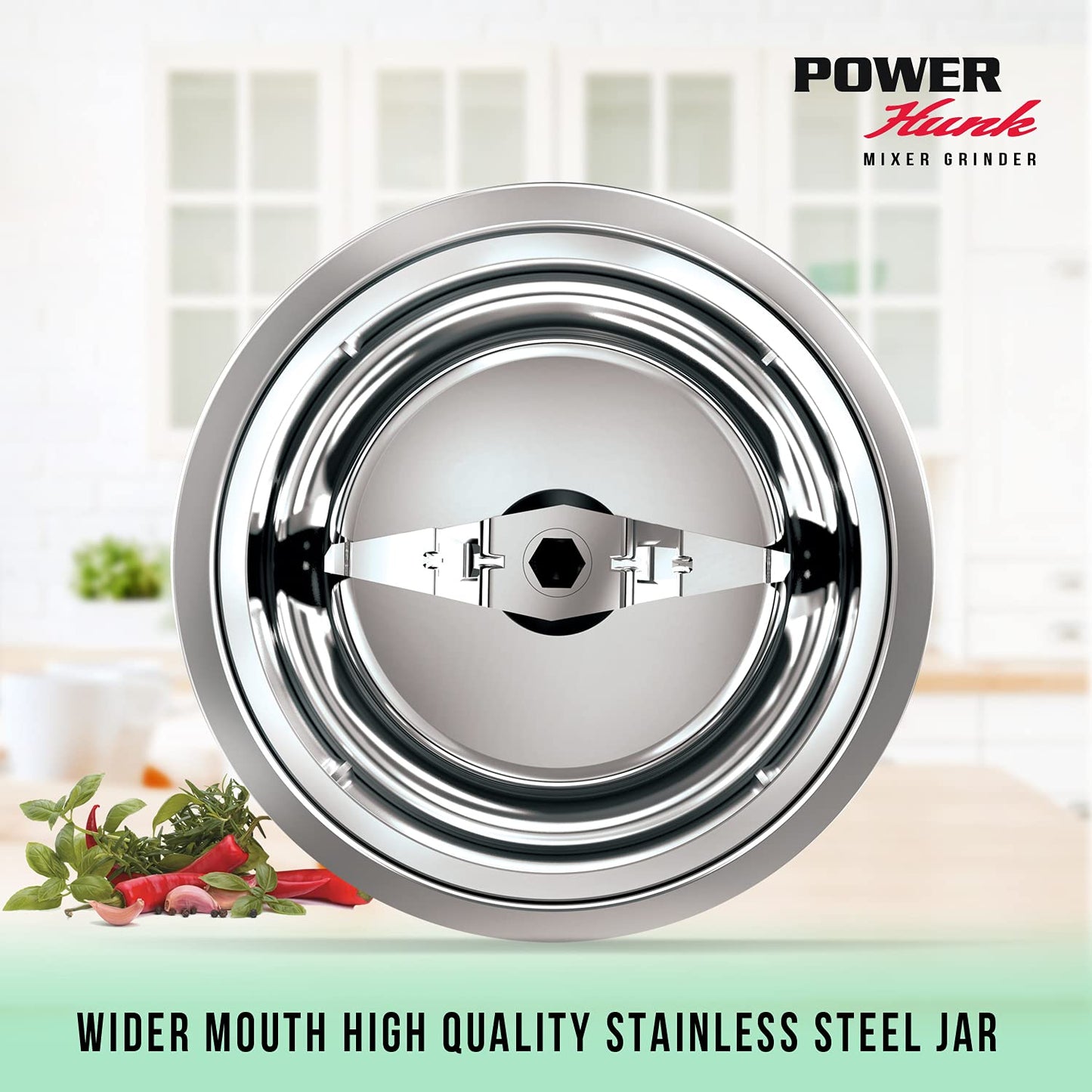 Havells Power Hunk 800 watt Mixer Grinder with 3 Wider mouth Stainless Steel Jar, Hands Free operation, SS-304 Grade Blade & 7 year motor warranty (Grey)