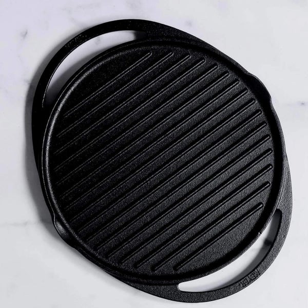 Meyer Pre-Seasoned 30cm Cast Iron 2-In-1 Grill & Griddle (Grill pan + Dosa Tawa)