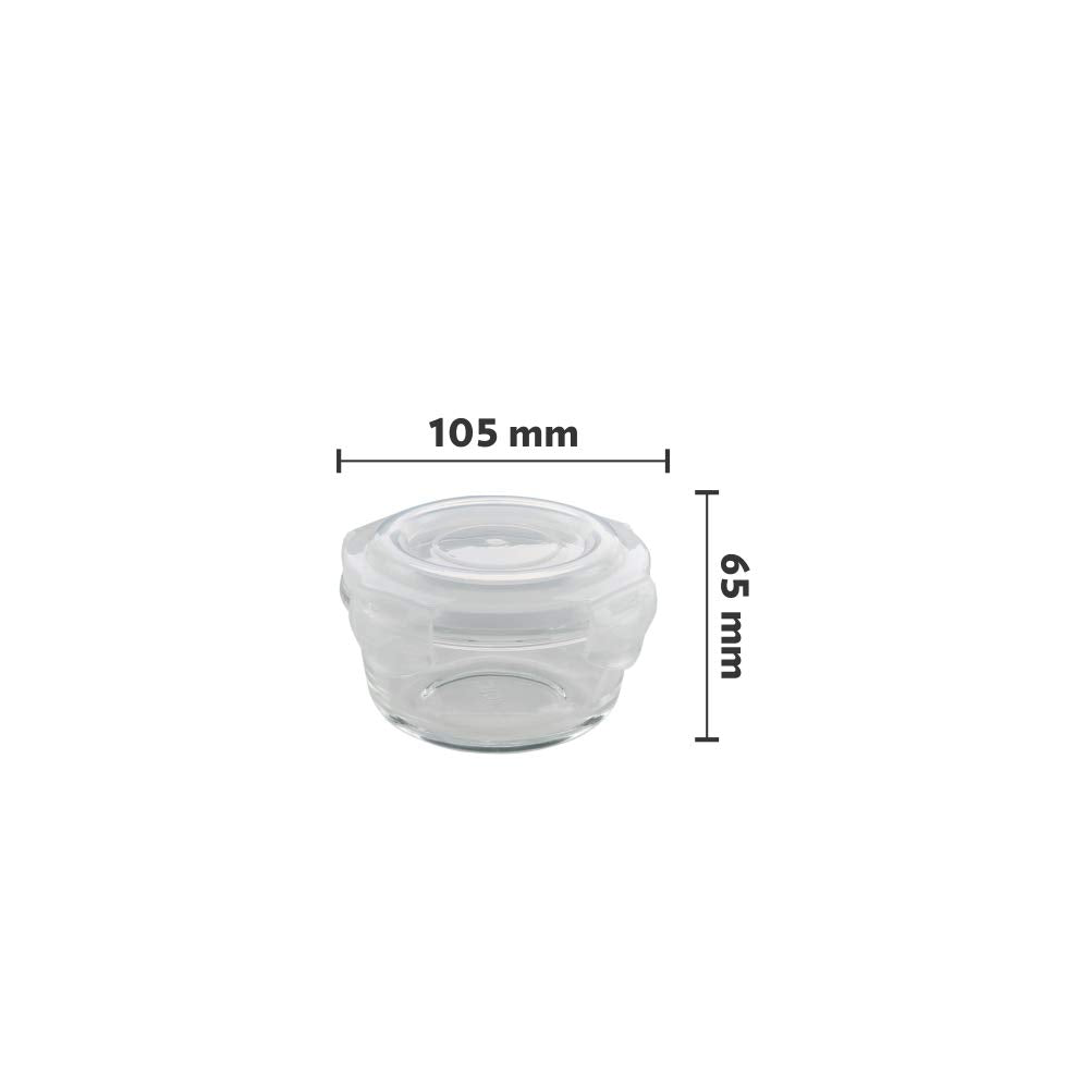 Borosil Borosilicate Glass Lunch Box Set of 3, 240 Safe office Tiffin, Blue, Transparent