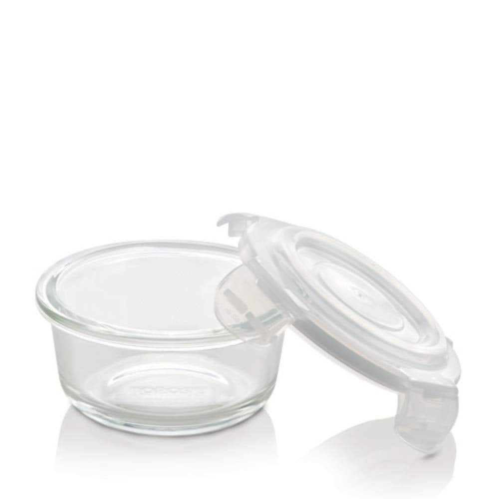 Borosil Borosilicate Glass Lunch Box Set of 3, 240 Safe office Tiffin, Blue, Transparent