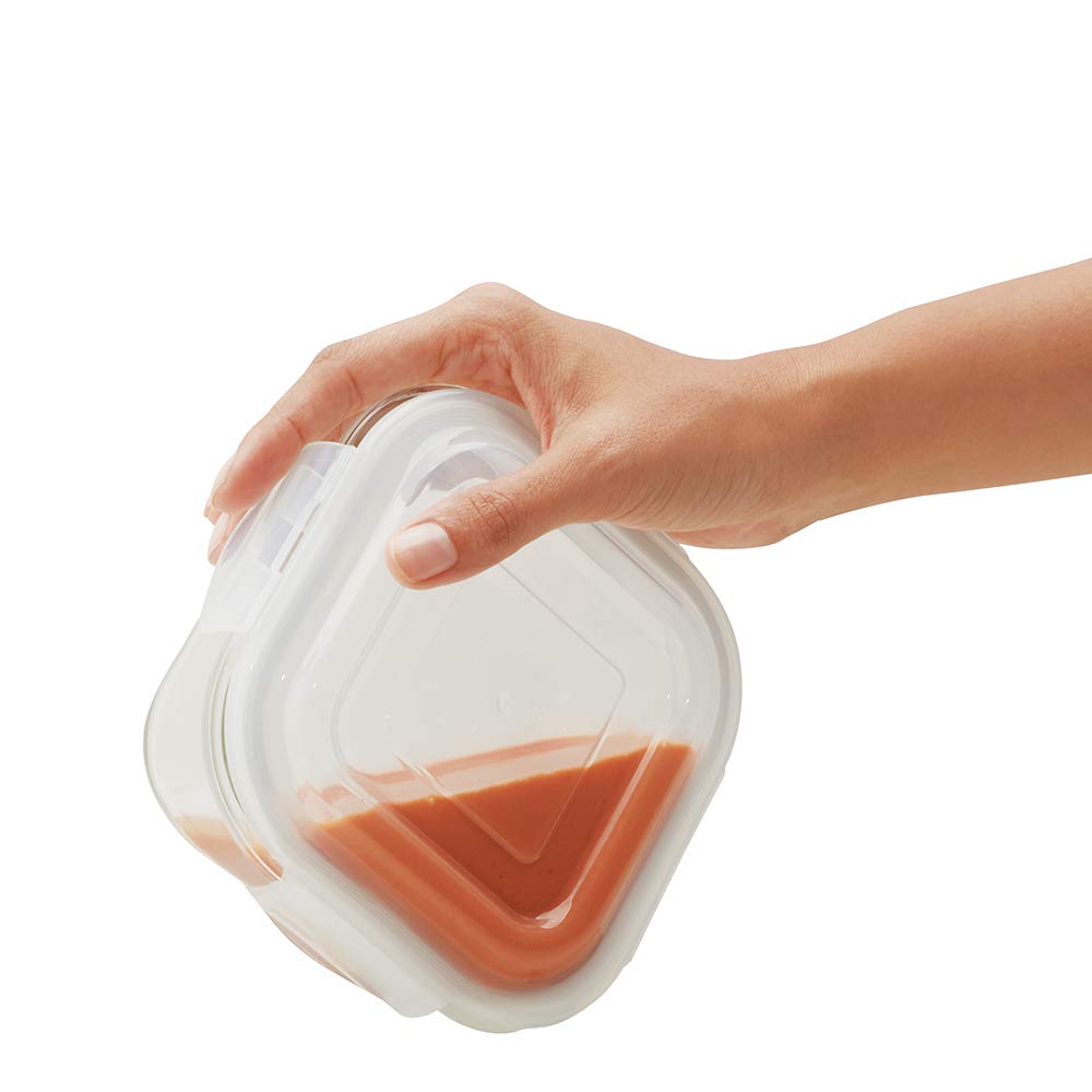 Borosil Borosilicate Glass Lunch Box Set of 3, 240 Safe office Tiffin, Blue, Transparent