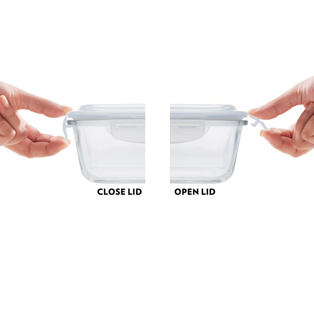 Borosil Borosilicate Glass Lunch Box Set of 3, 240 Safe office Tiffin, Blue, Transparent