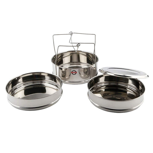 Embassy SS Cooker Separator H6.5 Suitable for 5 liters Prestige Popular and Popular Plus Outer Lid Pressure Cookers (2 Containers with Lifter, Stainless Steel)