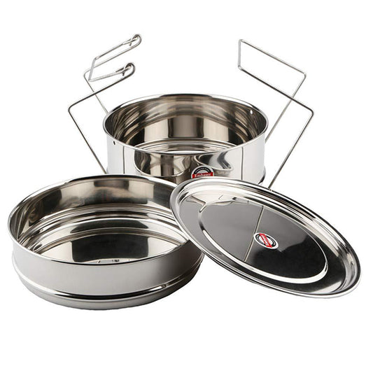 Embassy SS Cooker Separator P5 Suitable for 5 litres Prestige Deluxe Plus Hard Anodised Outer Lid Pressure Cookers (2 Containers with Lifter, Stainless Steel)