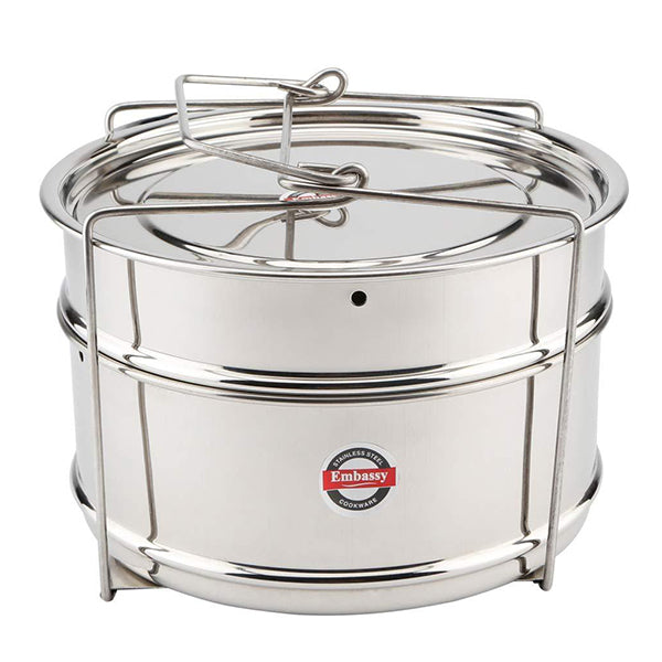 Embassy SS Cooker Separator P5 Suitable for 5 litres Prestige Deluxe Plus Hard Anodised Outer Lid Pressure Cookers (2 Containers with Lifter, Stainless Steel)