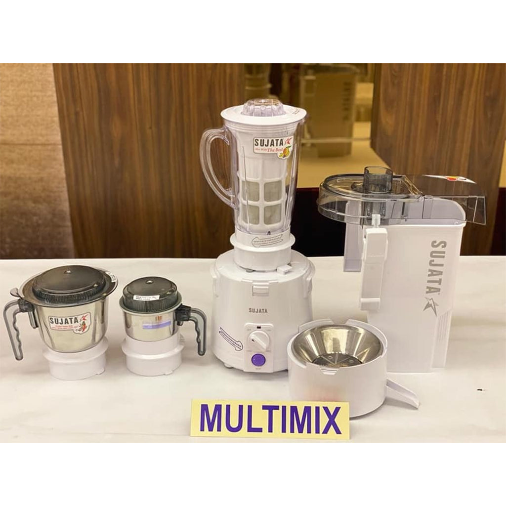 Sujata Multimix, Mixer Grinder with Juicer & Coconut Milk Extractor Attachment, 900 Watts, 3 Jars, (White)