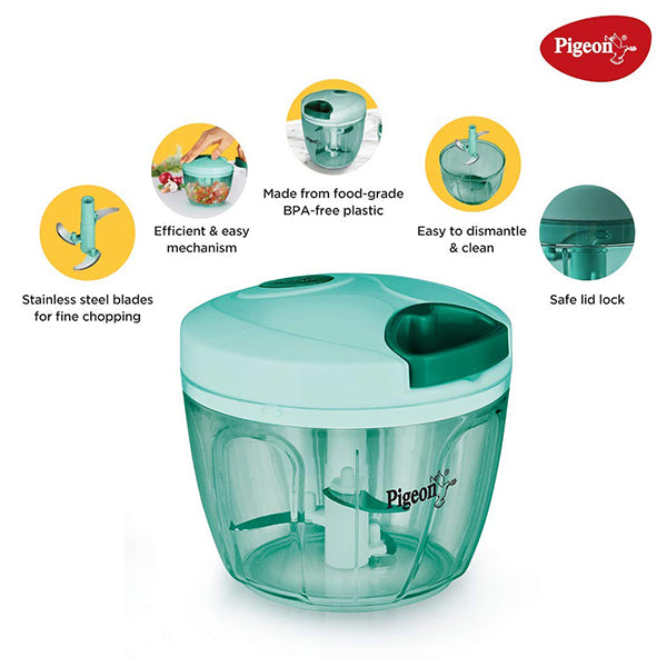Pigeon by Stovekraft Large Handy and Compact Chopper with 3 Blades for effortlessly Chopping Vegetables and Fruits for Your Kitchen & Pigeon Gas Lighter Super with Stand & Free Knife