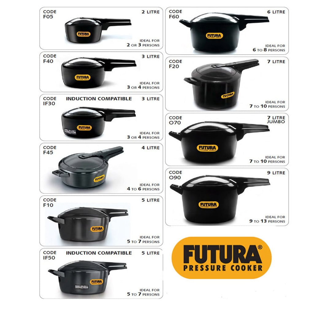 Futura Hawkins 3-Litre Hard Anodized Induction Compatible Pressure Cooker,  Small, Black 