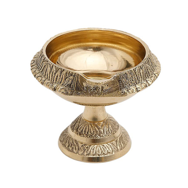 Brass Metal Deepak On Stand, Standard, Gold