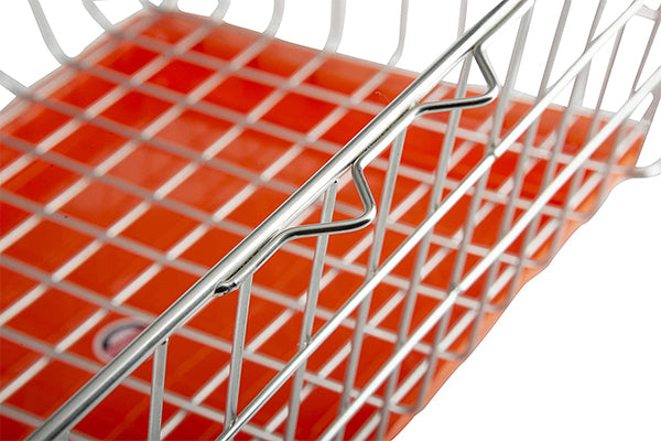 Embassy Dish Draining Basket/Kuda with Drip Tray, Rectangle, 53x42x25 cms (LxBxH), (Pack of 1, Stainless Steel)