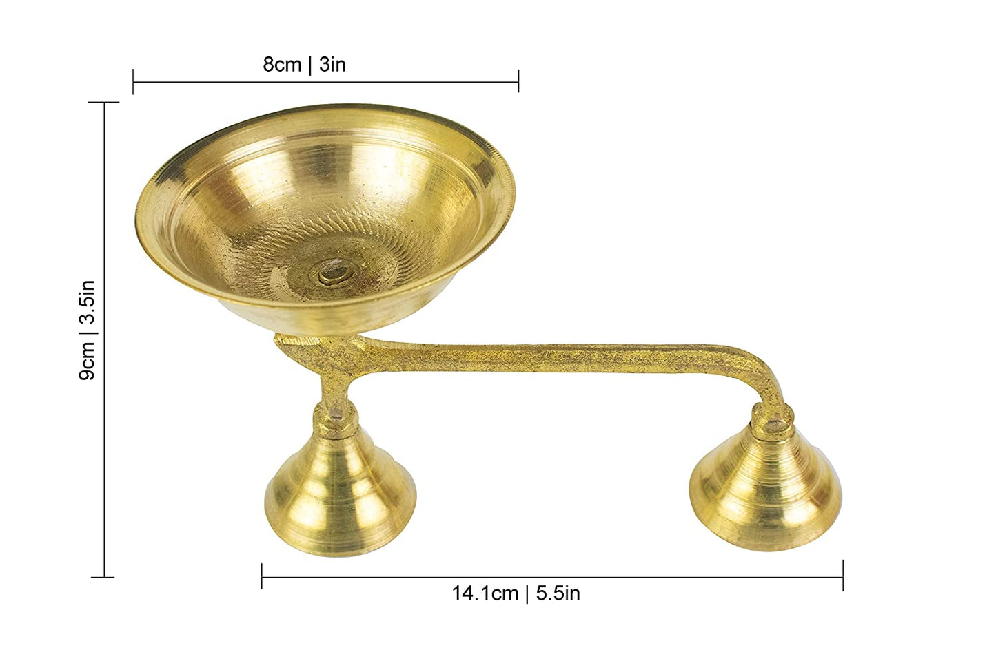 Brass Pooja Set of 9 Pcs Plate Bell Incense Holder Panchamrat Glass Spoon  Dhoop Burner Camphor Holder Kalash Diya -  Norway