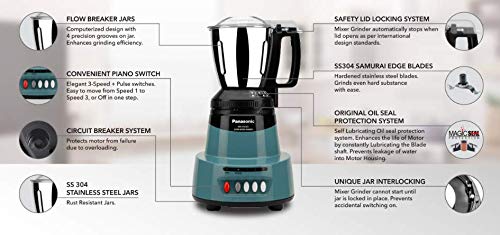 Panasonic MX-AV325CB 600W Mixer Grinder, Blue