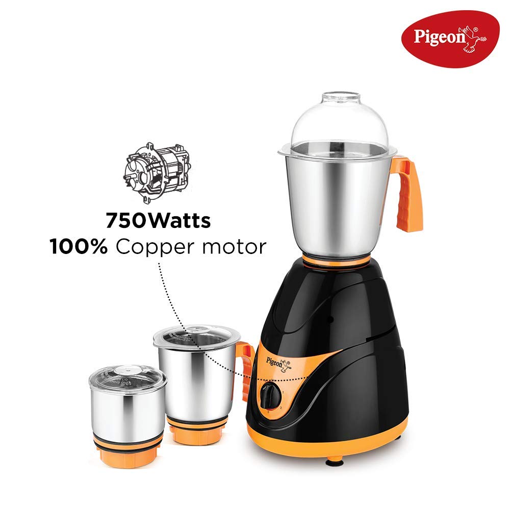Pigeon mx7 Polycarbonate Black Pearl Mixer Grinder (750W, Multicolour)