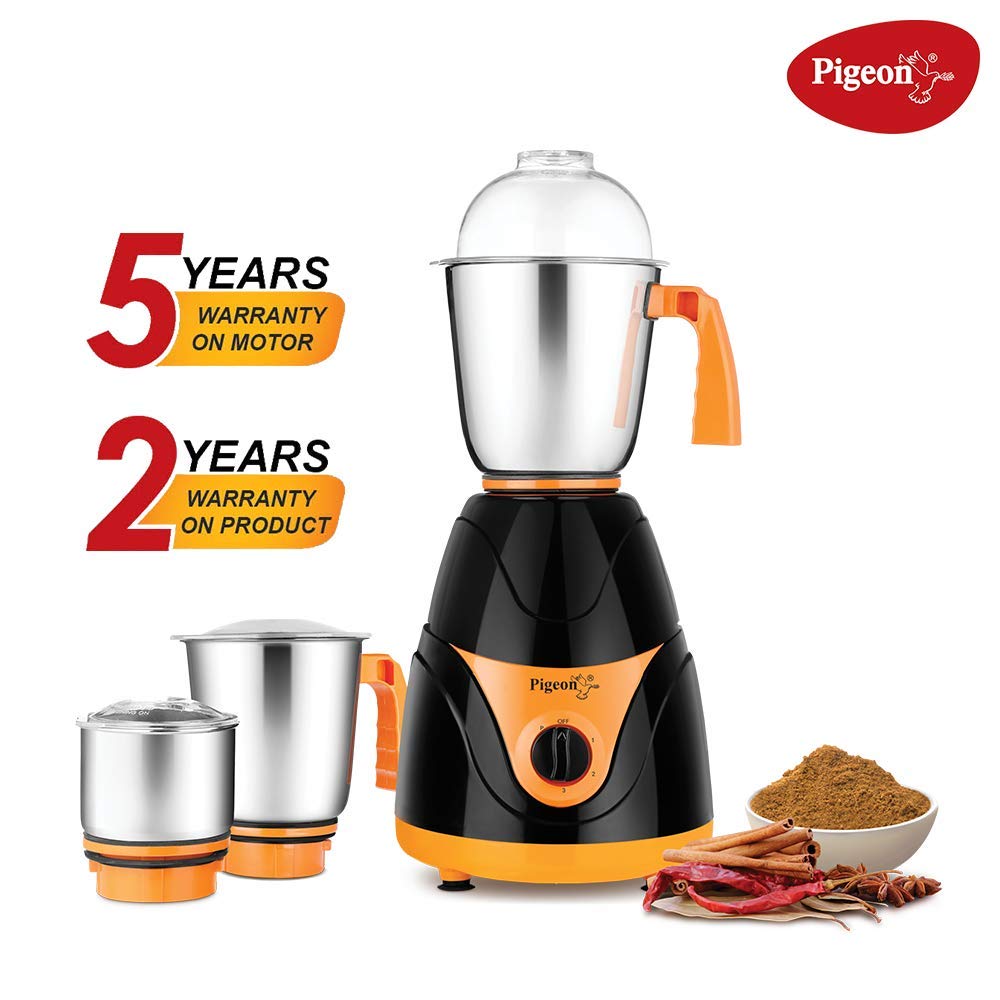 Pigeon mx7 Polycarbonate Black Pearl Mixer Grinder (750W, Multicolour)